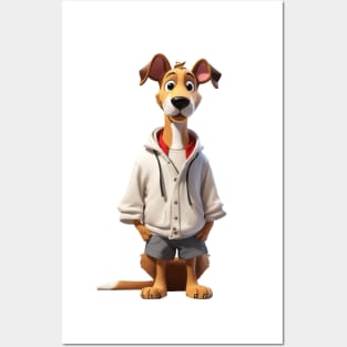 Dog with clothes in cartoon style Posters and Art